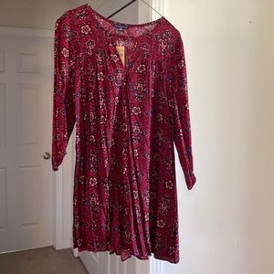 American Eagle Long sleeve key hole trapeze dress